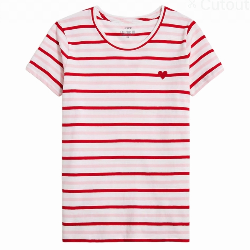 J CREW STRIPED HEARTS TEE